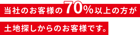 当社のお客様の70%以上の方が土地探しからのお客様です。